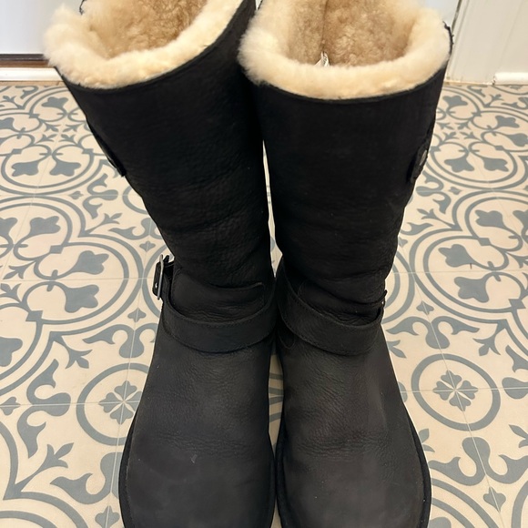 UGG Black Leather Boots with Silver Accents - Picture 3 of 3